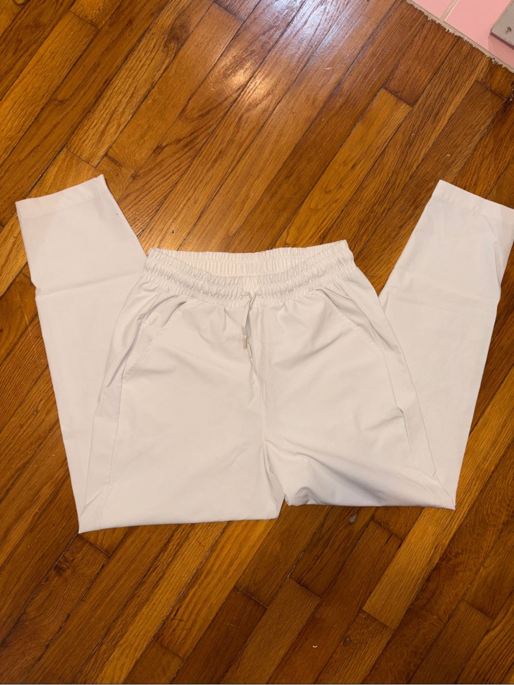 Women’s All In Motion White Elastic-Waist Drawstring Pants